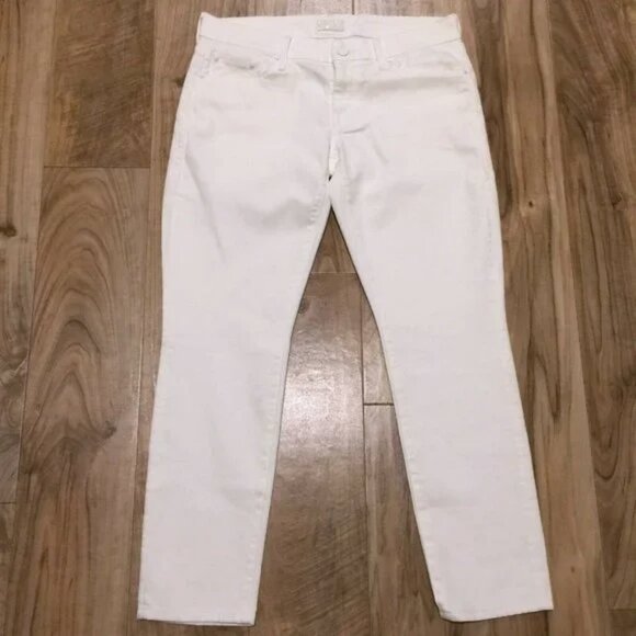 MOTHER Jeans 32x26 Japanese Kaihara Denim Stretch Distressed Jean Glass Slipper - Picture 11 of 11